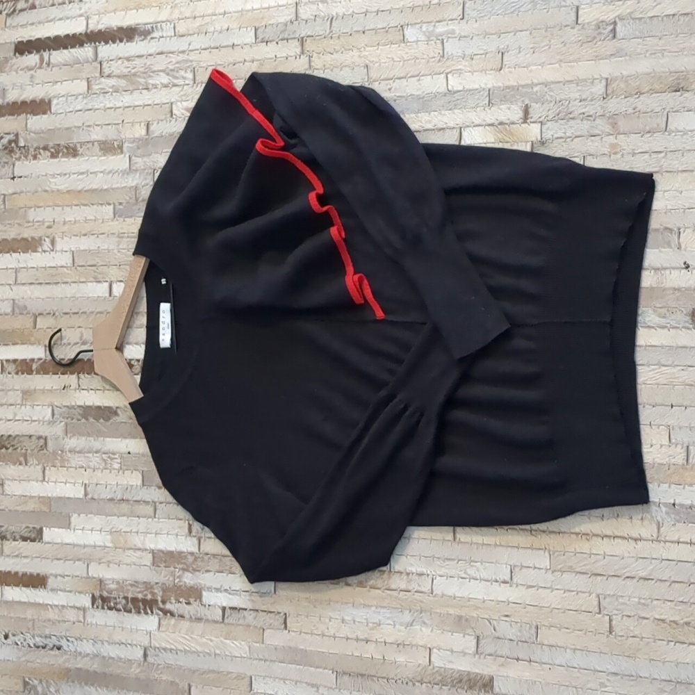 Sandro Paris Asymmetrical Navy/Red Sweater